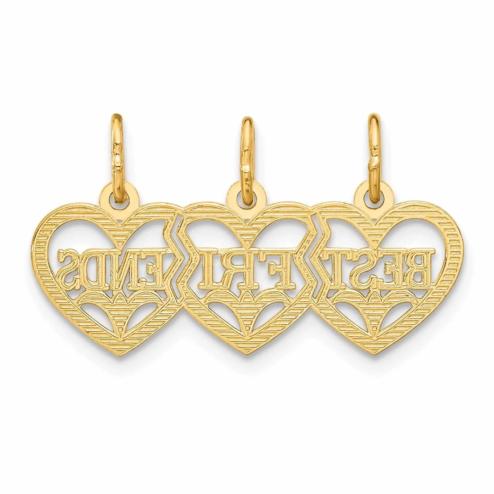 14 Yellow Gold Triple Heart Best Friend Pendant