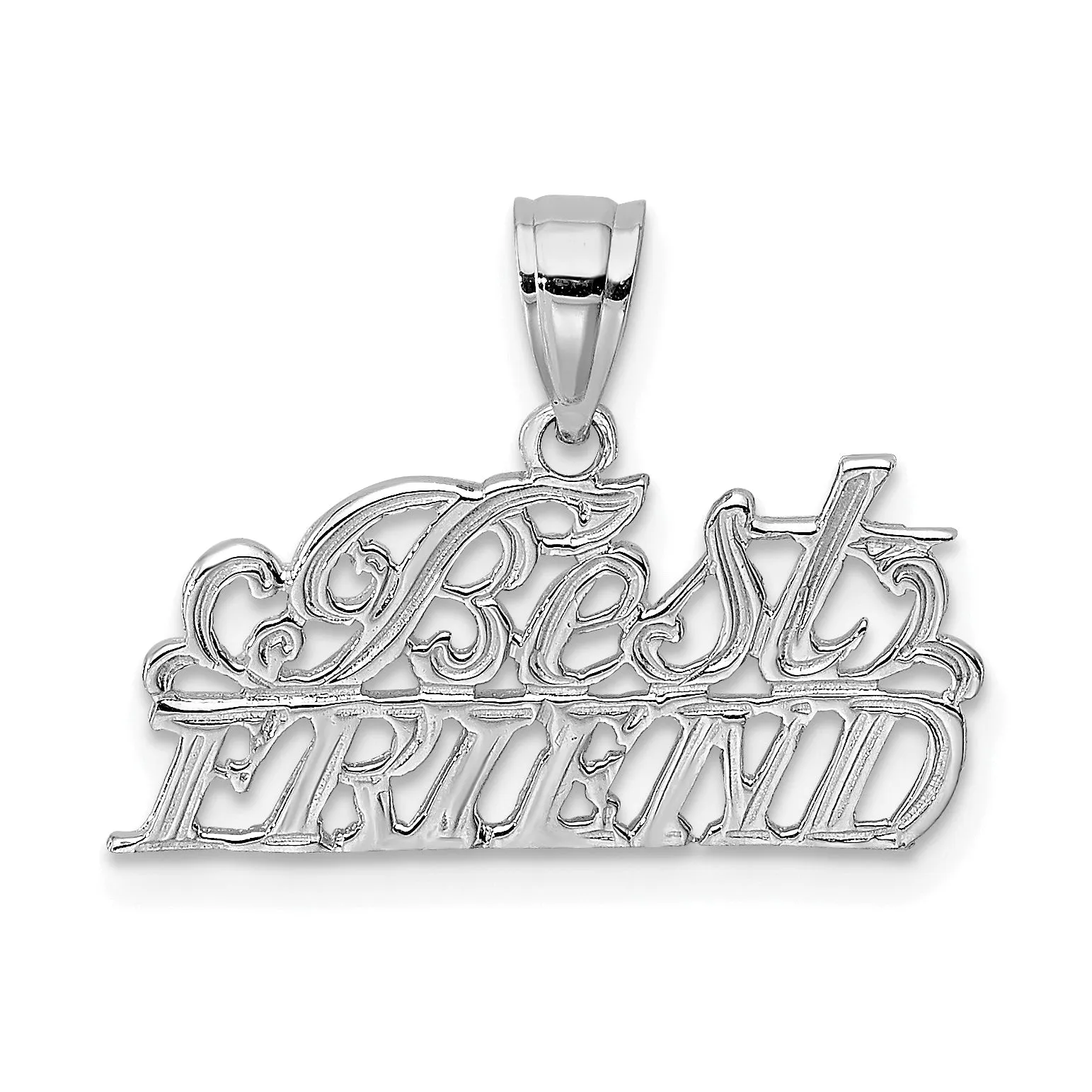 14K White Gold BEST FRIEND Charm Pendant