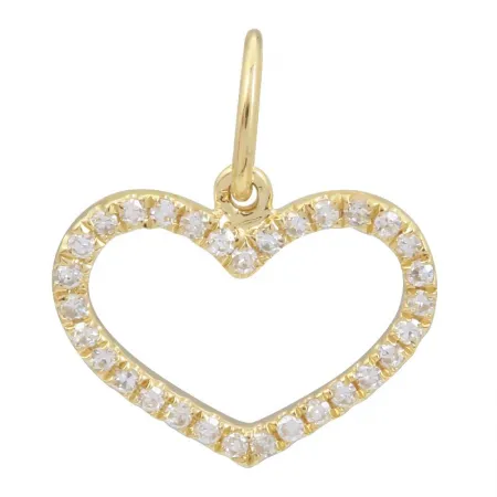 14K Yellow Gold Diamond Open Heart Pendant