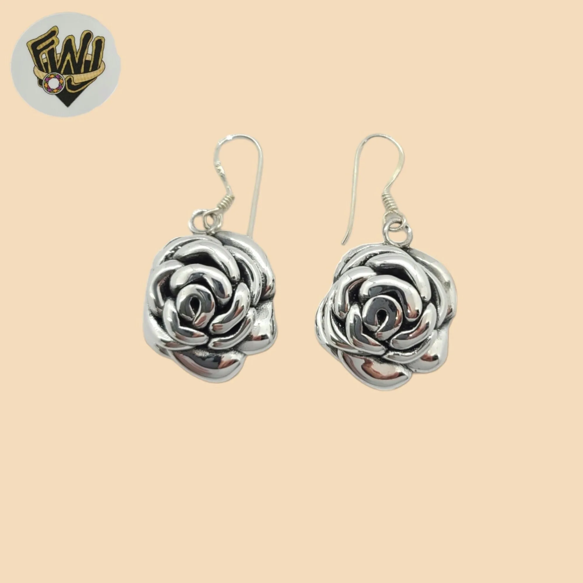 (2-3365) 925 Sterling Silver - Flower Dangle Earrings.