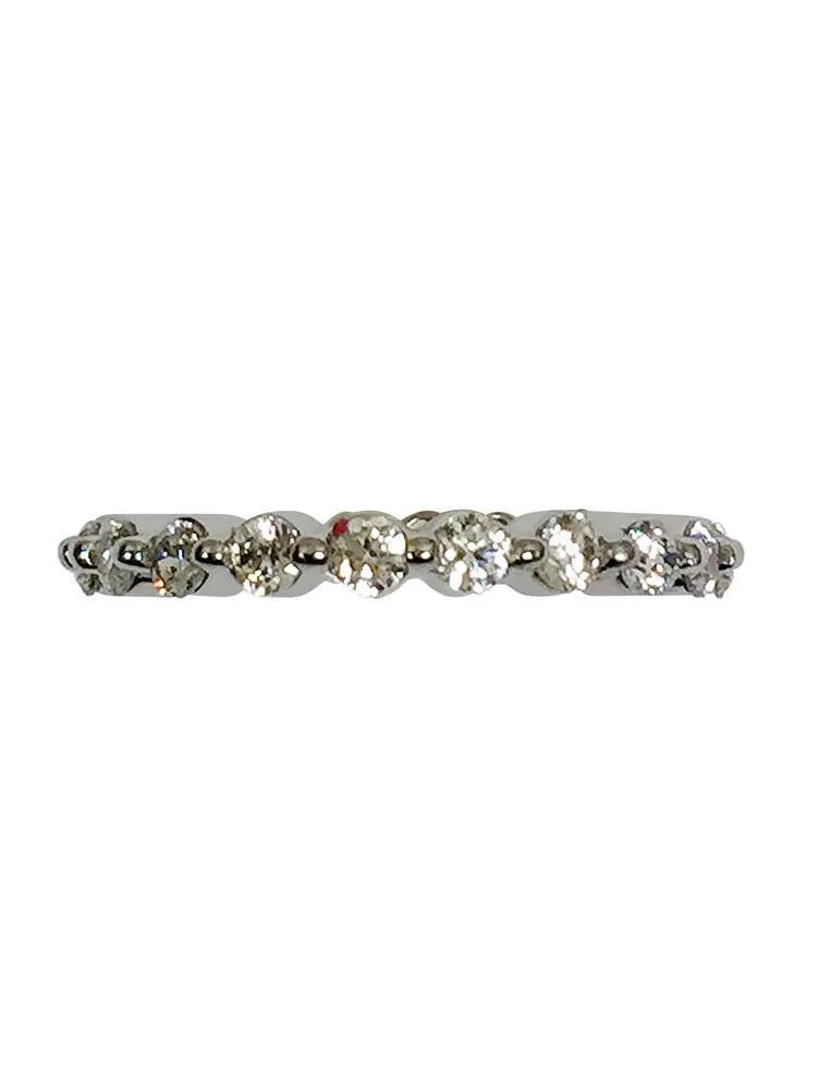 2.75 mm Wide Stack-able Eternity band Cubic Zirconium Round Stones in Share Prongs 14K white Gold