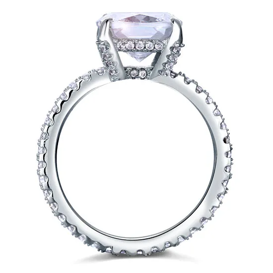 5 Carat Cushion Cut Created Diamond Solid 925 Sterling Silver Wedding Engagement Promise Ring Jewelry XFR8092