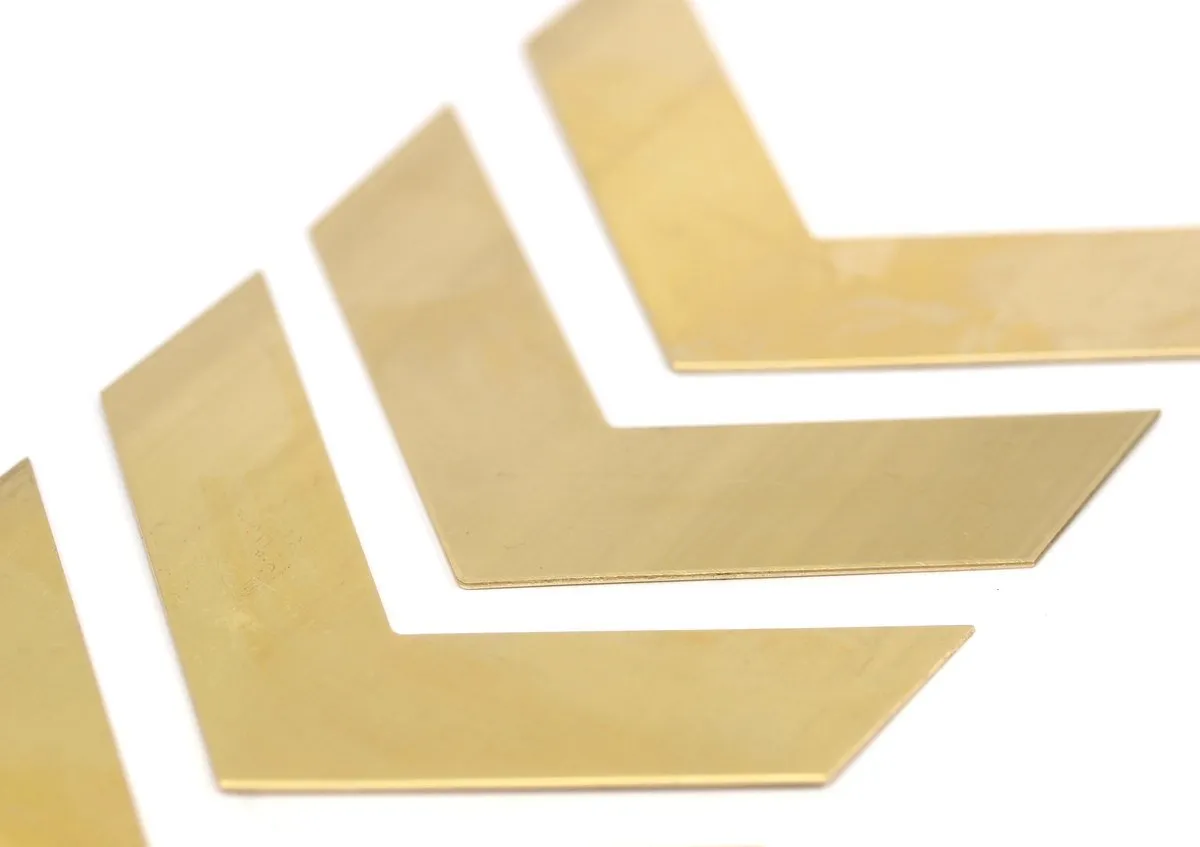 6 Raw Brass Chevron Blanks (70x20x16x0.80mm) A0823--n0646