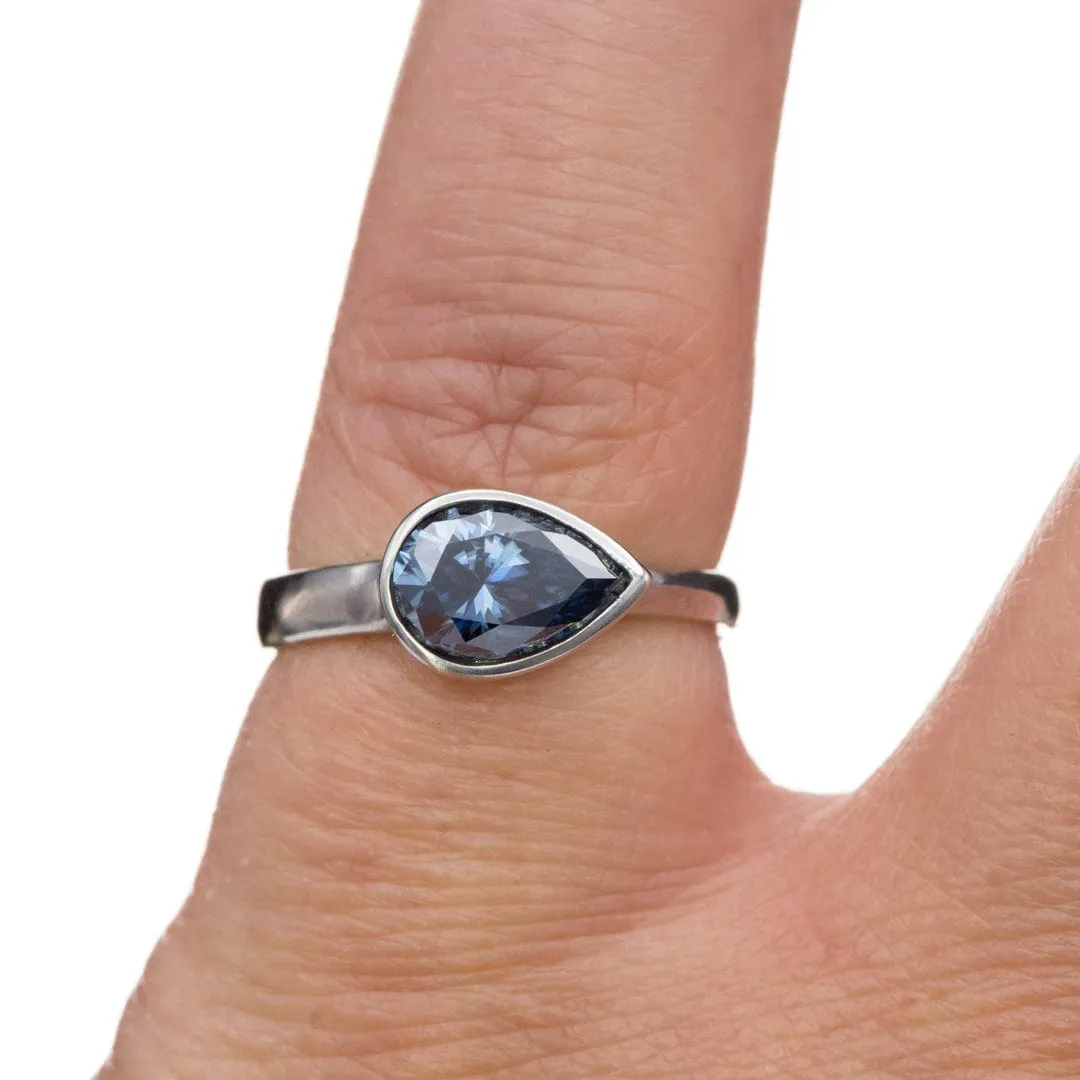 9x6mm/1.5ct Pear Blue-Gray Moissanite Loose Stone