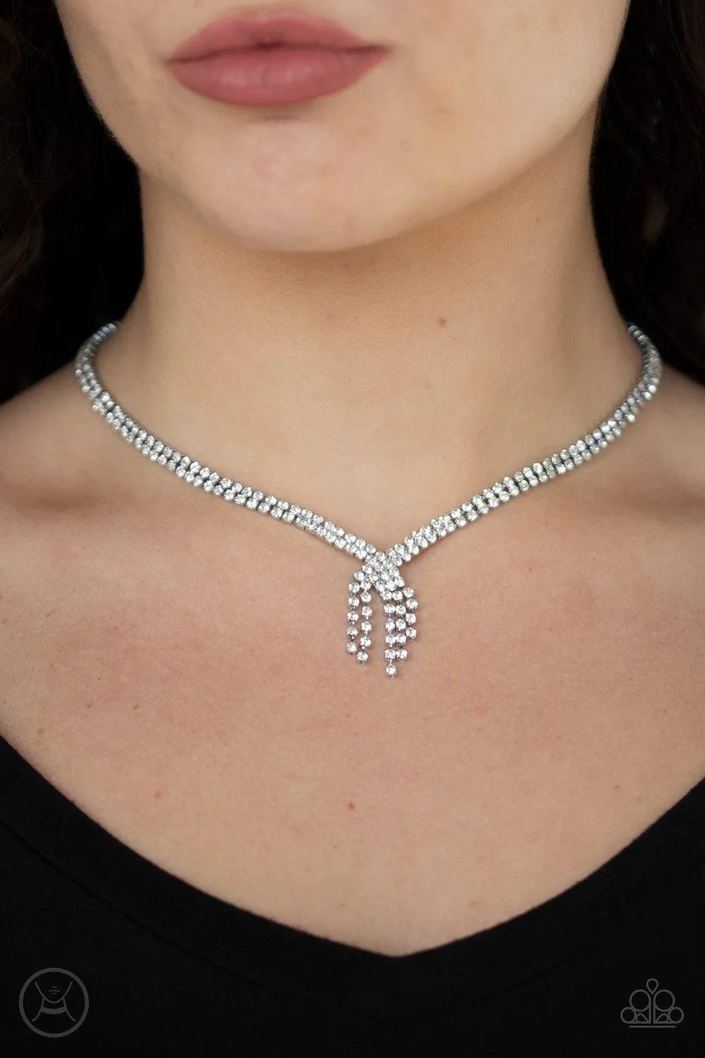 Ante Up White Rhinestone Choker Necklace - Paparazzi Accessories