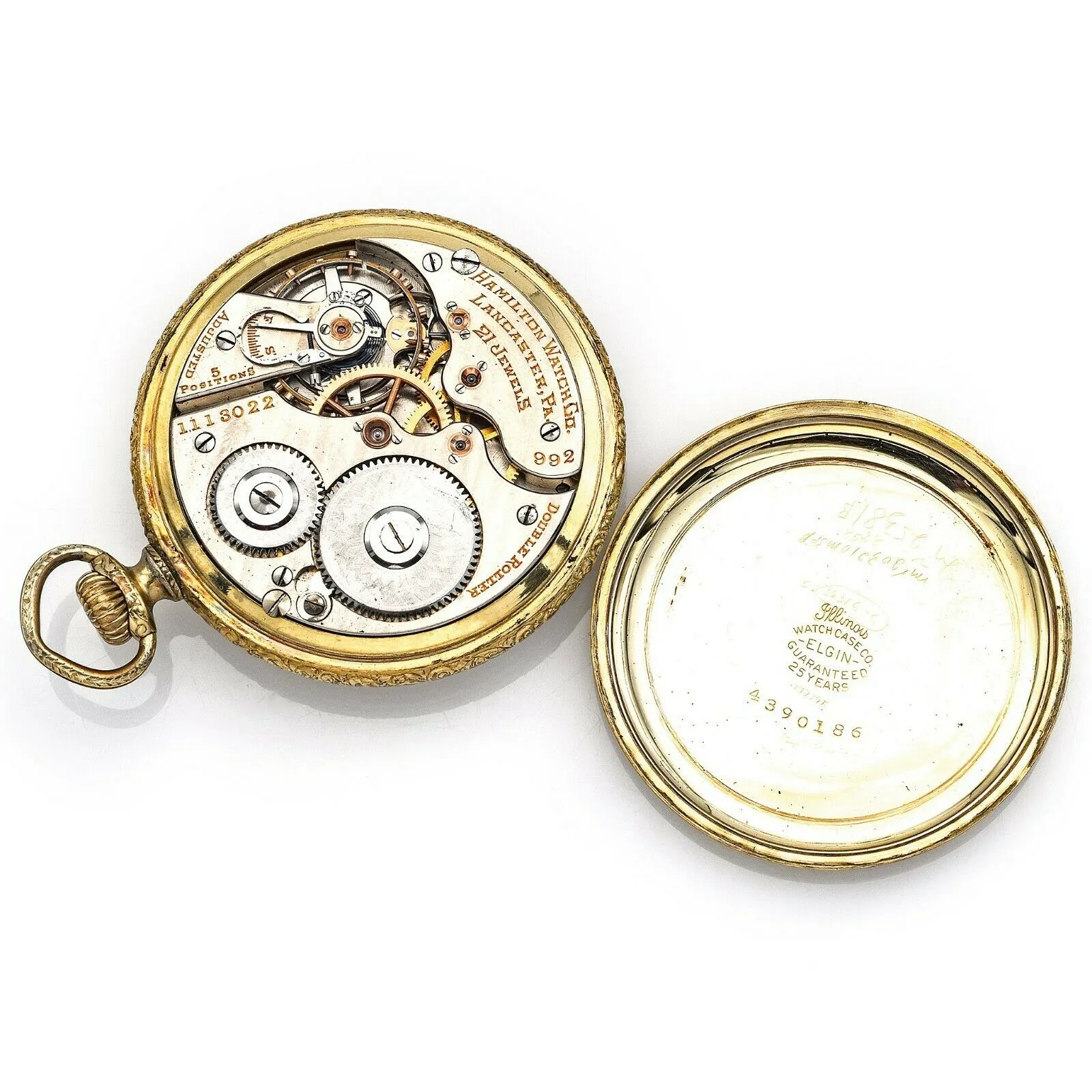 Antique 1916 Hamilton 992 Pocket Watch 21 Jewel 5 Position 25 Year Gold Filled