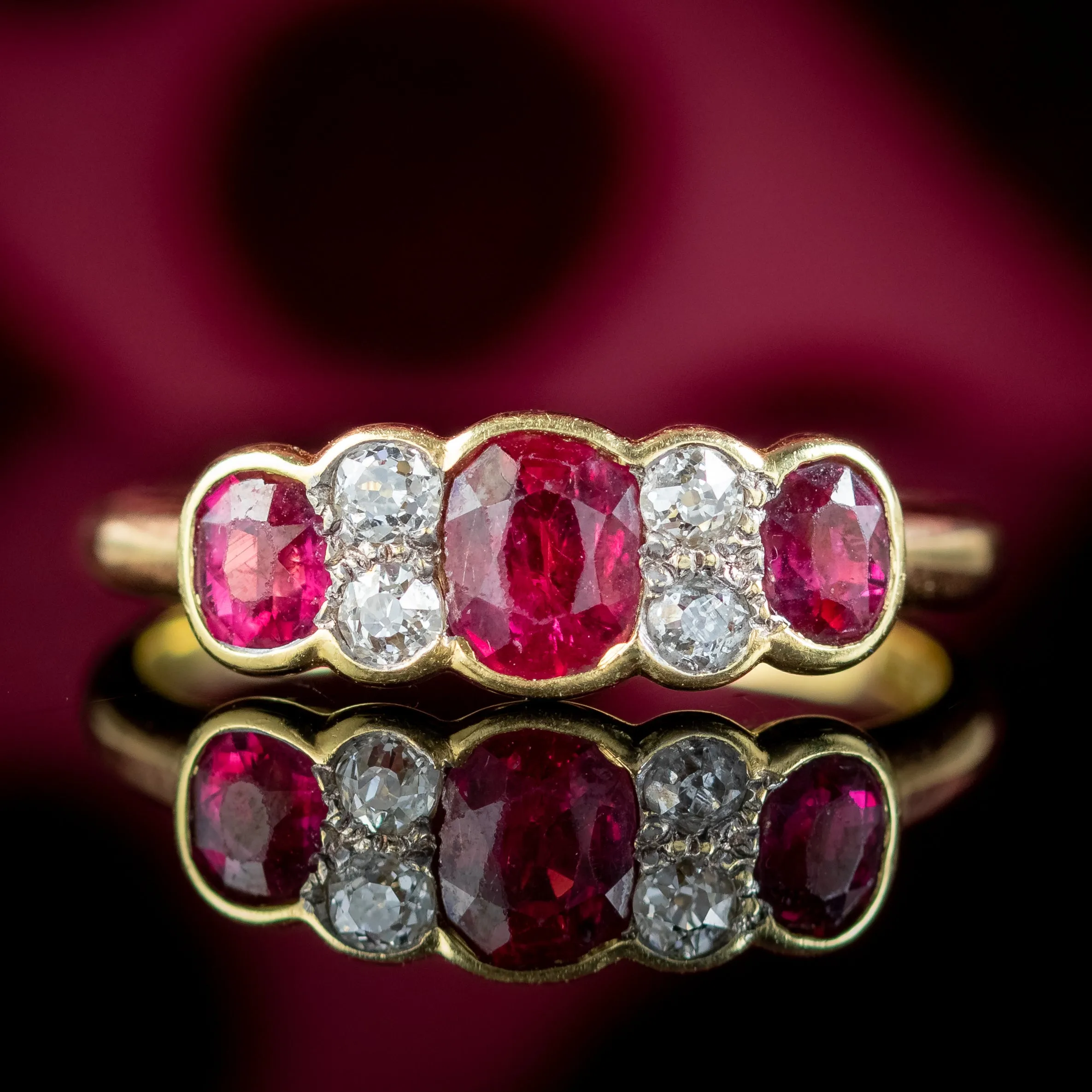 Antique Victorian Ruby Diamond Ring 0.85ct Ruby
