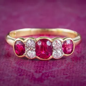 Antique Victorian Ruby Diamond Ring 0.85ct Ruby
