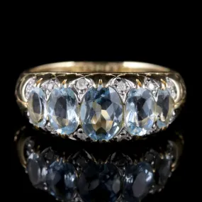 Aquamarine Diamond Ring 9Ct Gold