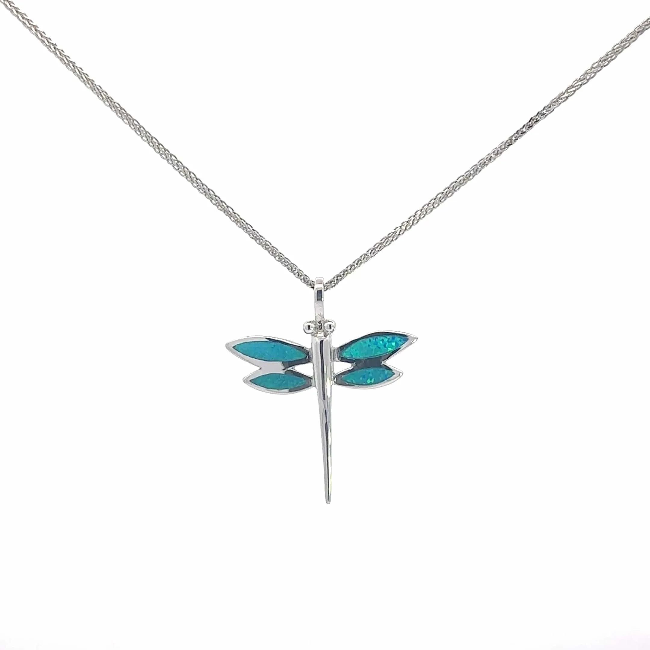 Baikalla Sterling Silver Lab-Made Opal Turtle Bezel Pendant Necklace