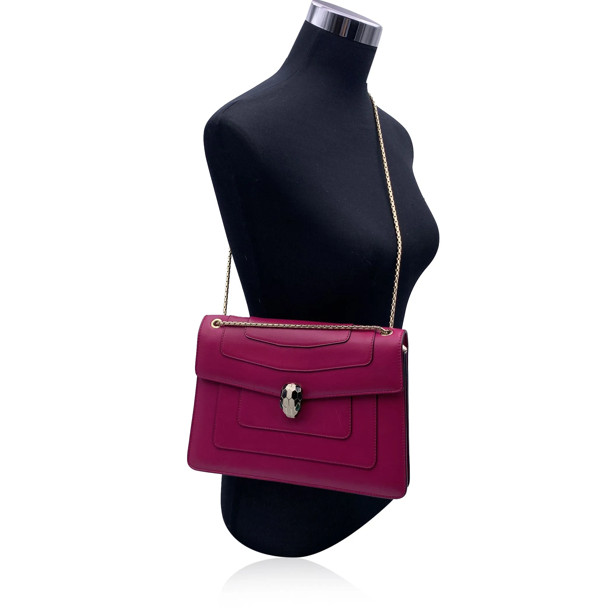 Bulgari Bvlgari Pink Leather Medium Serpenti Forever Shoulder Bag