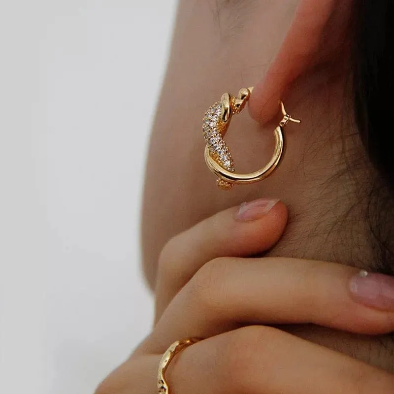 Cubic Zirconia Twisted Hoop Earrings
