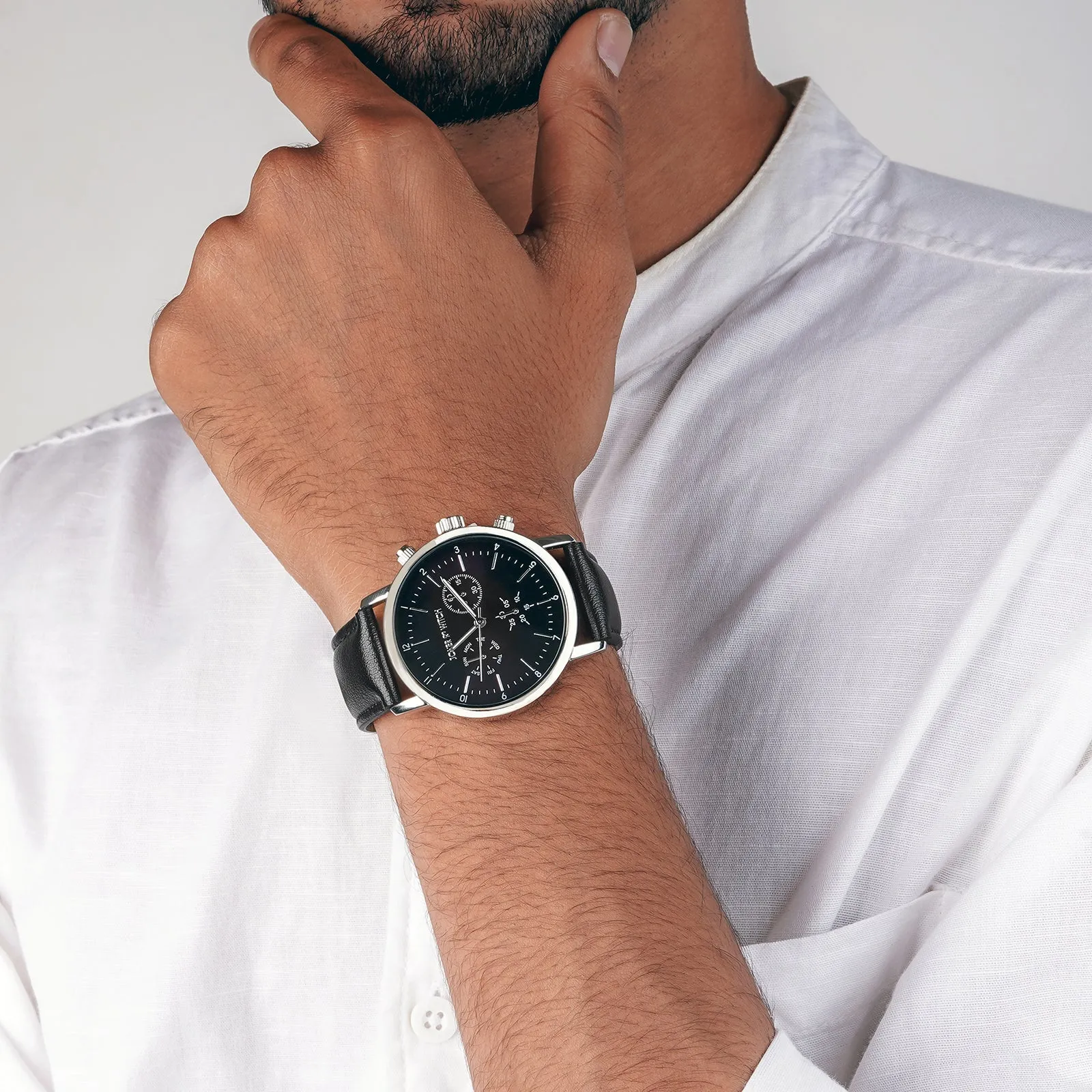 Dracary All Black Pu Strap Watch