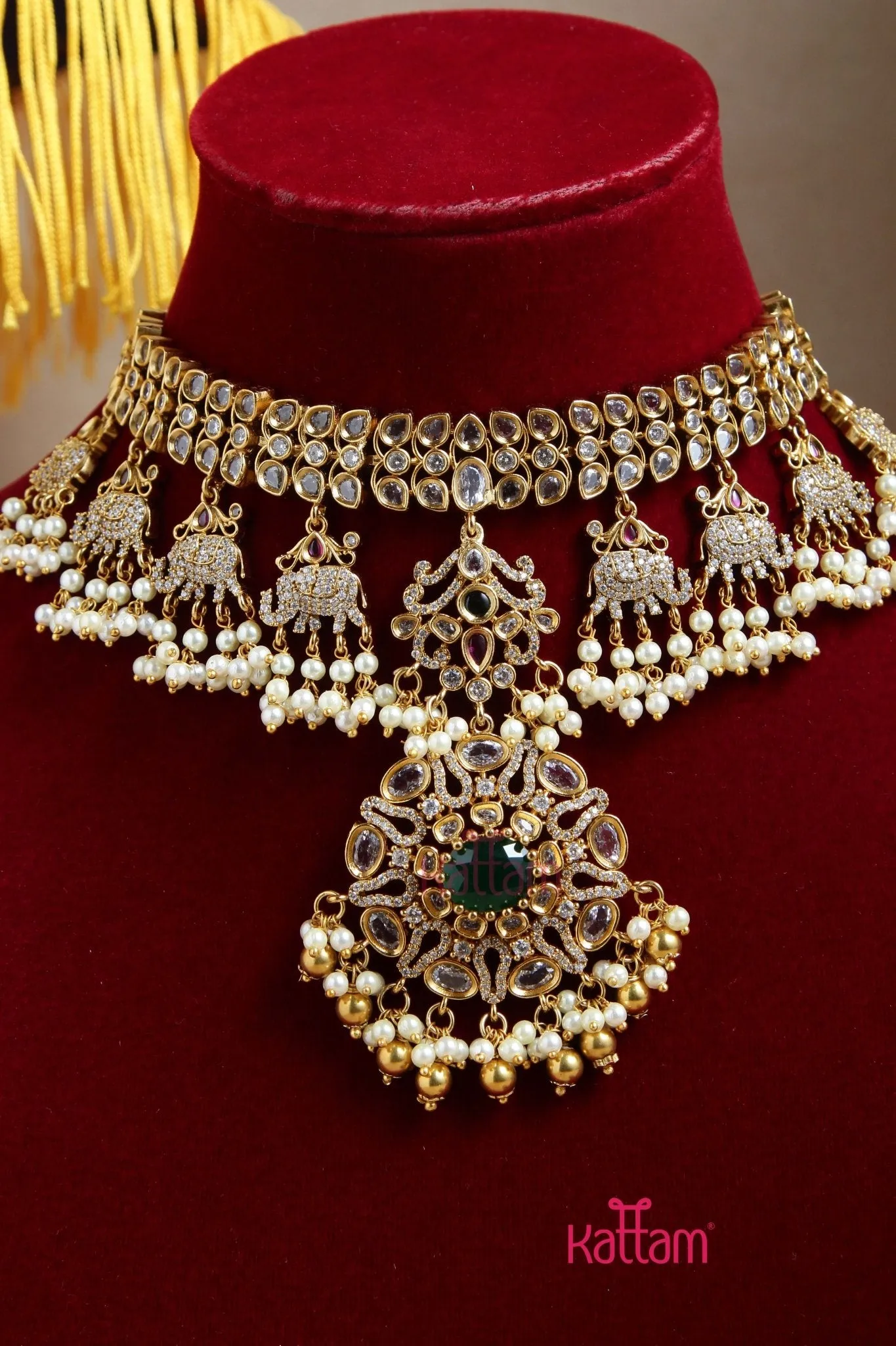Elephant Bridal Pearl Choker