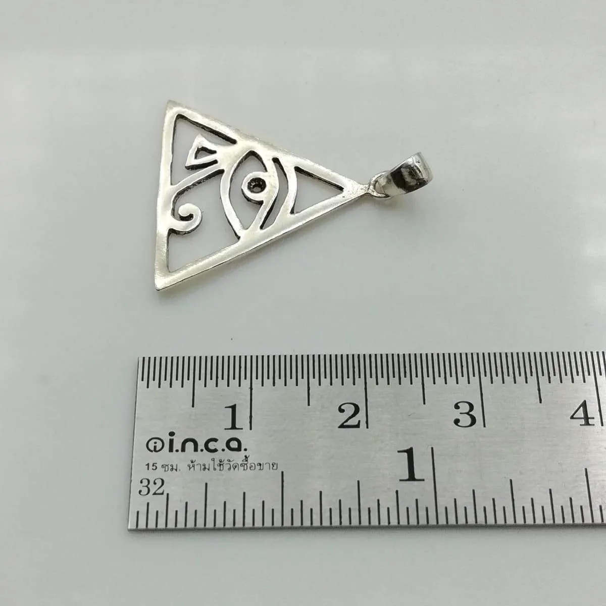 Eye of Ra pendant -Sterling silver charm - Triangular silver pendant