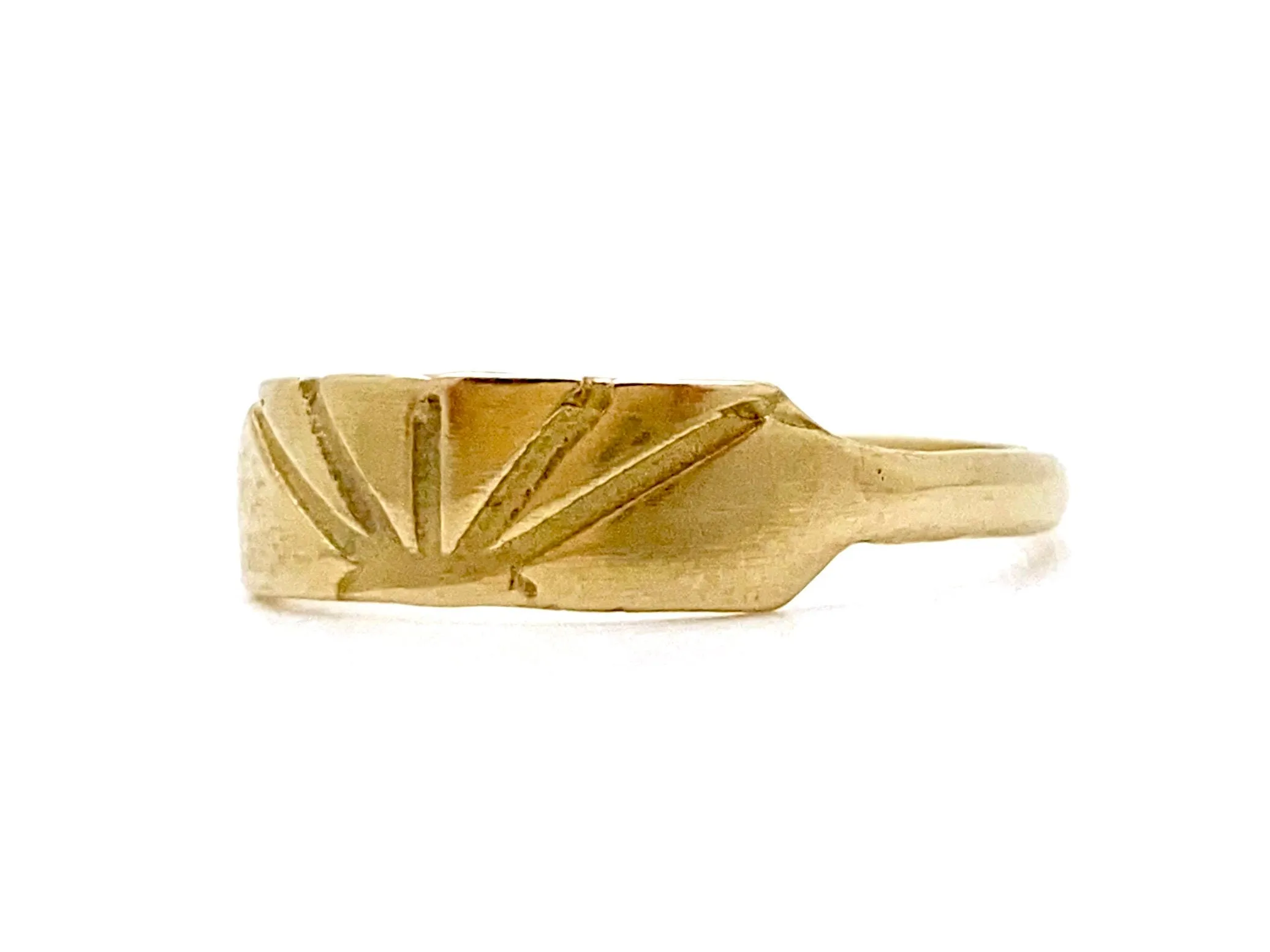 H A N D M A D E / stretched hexagon sun stacker / 14k yellow gold geometric stacking ring