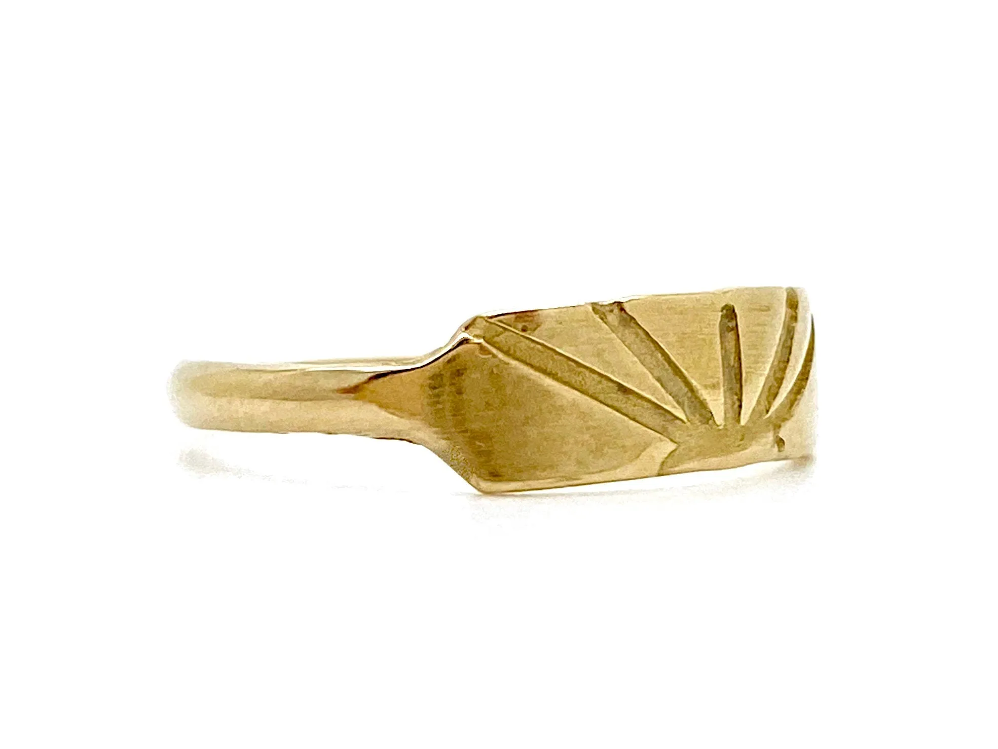 H A N D M A D E / stretched hexagon sun stacker / 14k yellow gold geometric stacking ring