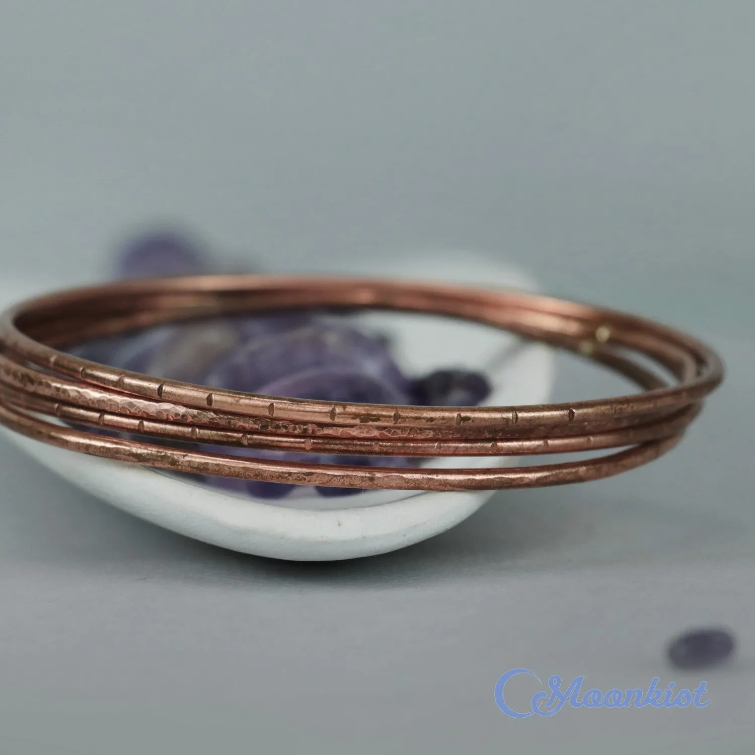 Hammered Copper Bangle Bracelet Set of Four | Moonkist Designs