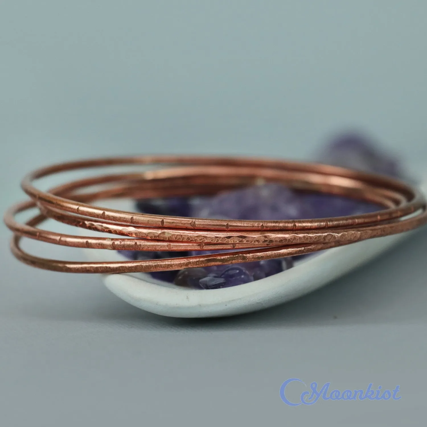 Hammered Copper Bangle Bracelet Set of Four | Moonkist Designs