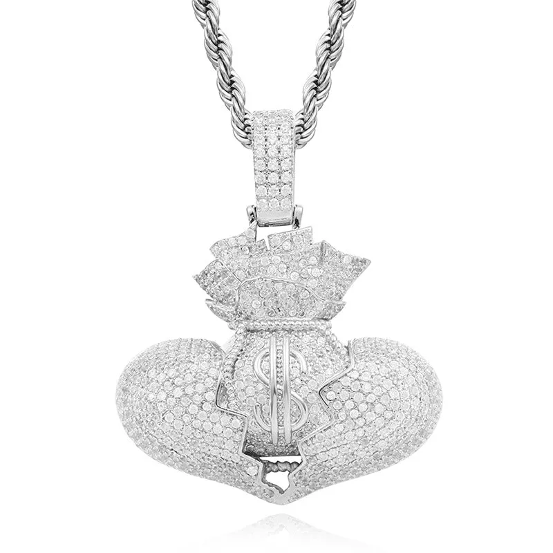 Hip Hop Micro Inlaid Zircon Street Dollar Wallet Pendant