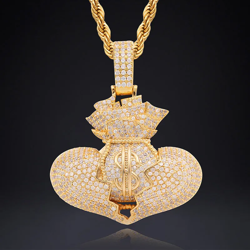 Hip Hop Micro Inlaid Zircon Street Dollar Wallet Pendant