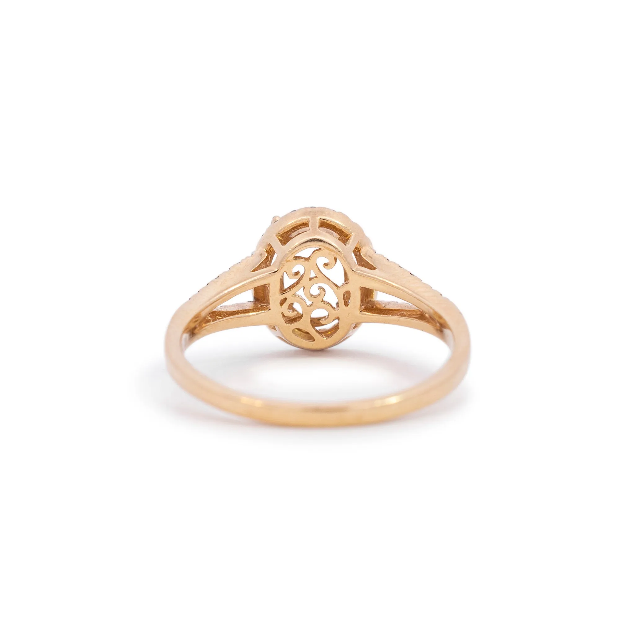 Ladies 14k Yellow Gold Oval Semi Mount Halo Diamond Engagement Ring