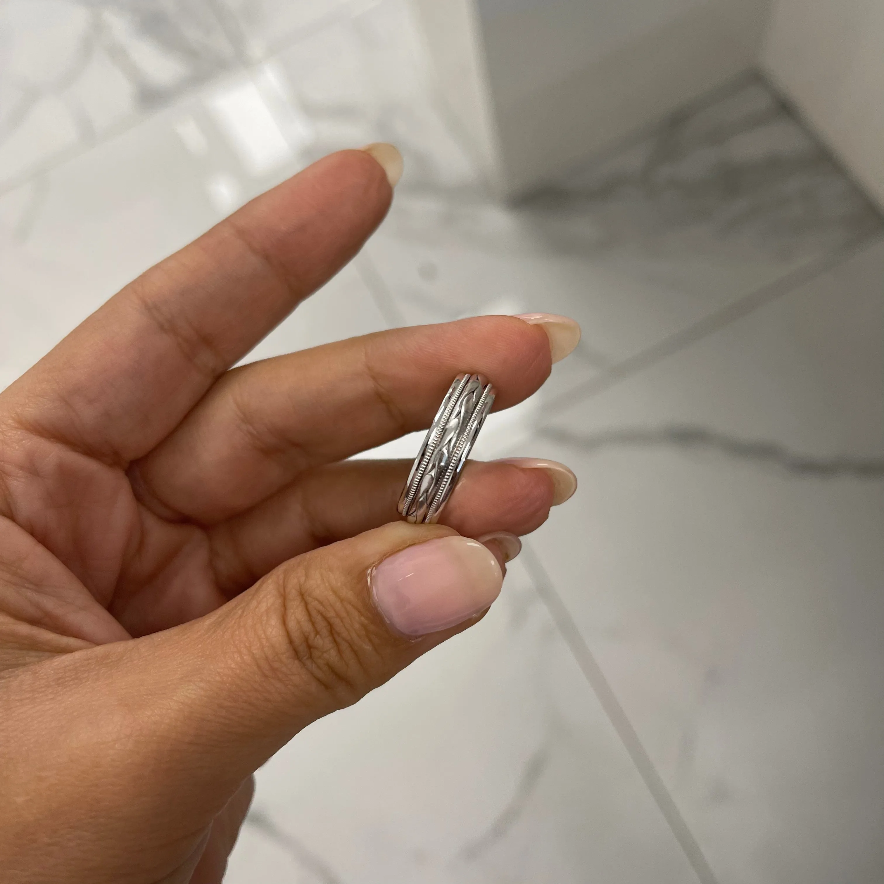 Men Benchmark 14K White Gold Wedding Band