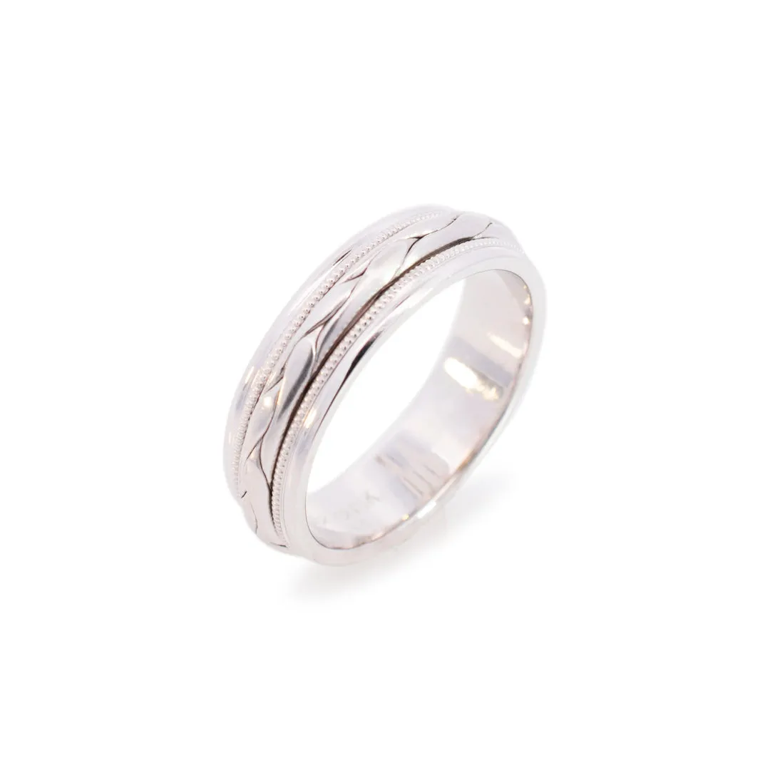 Men Benchmark 14K White Gold Wedding Band