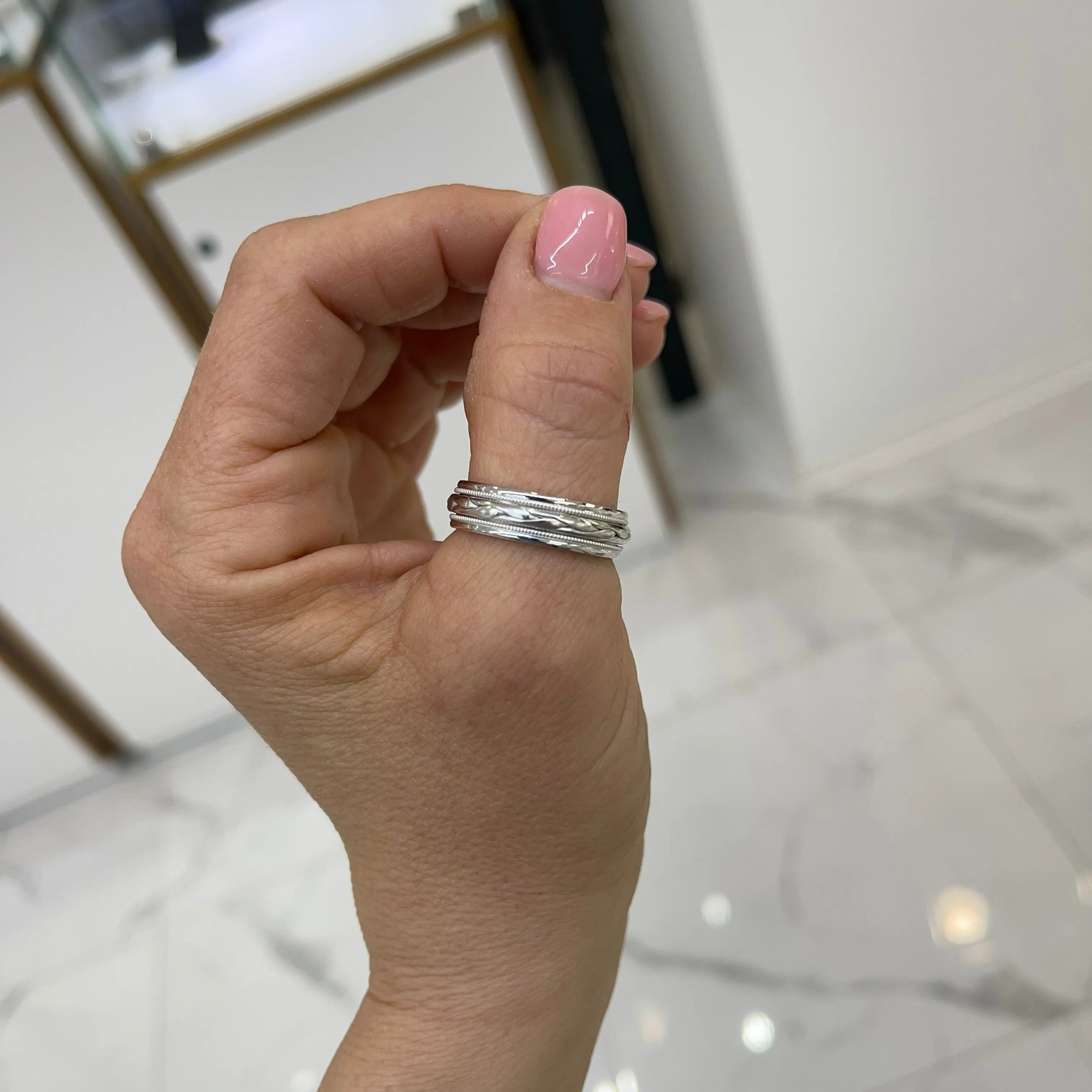 Men Benchmark 14K White Gold Wedding Band