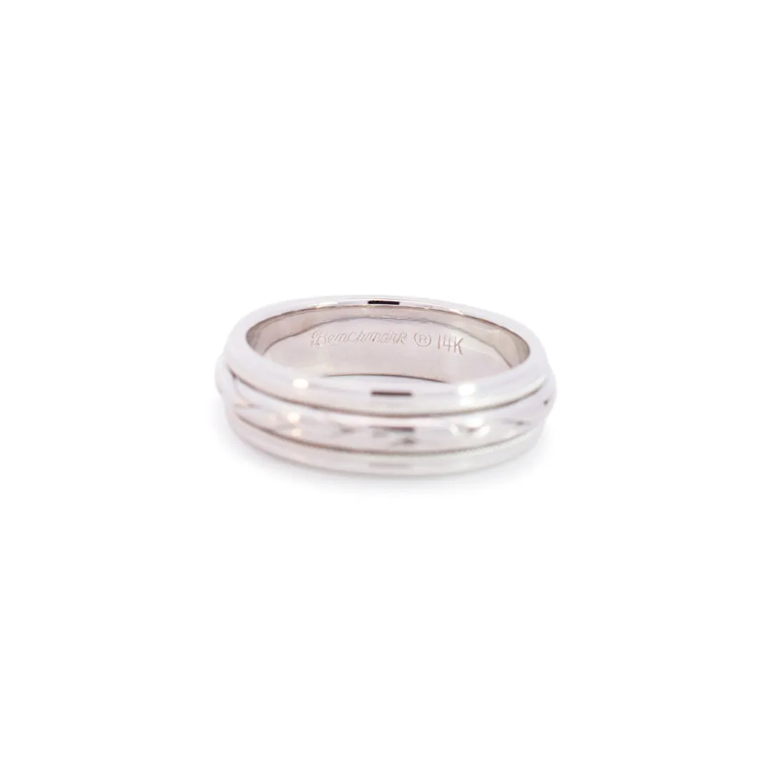 Men Benchmark 14K White Gold Wedding Band