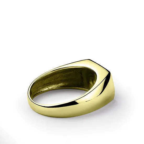 Men's 18k Solid Gold Ring with Natural Black Onyx Stone Signet Band