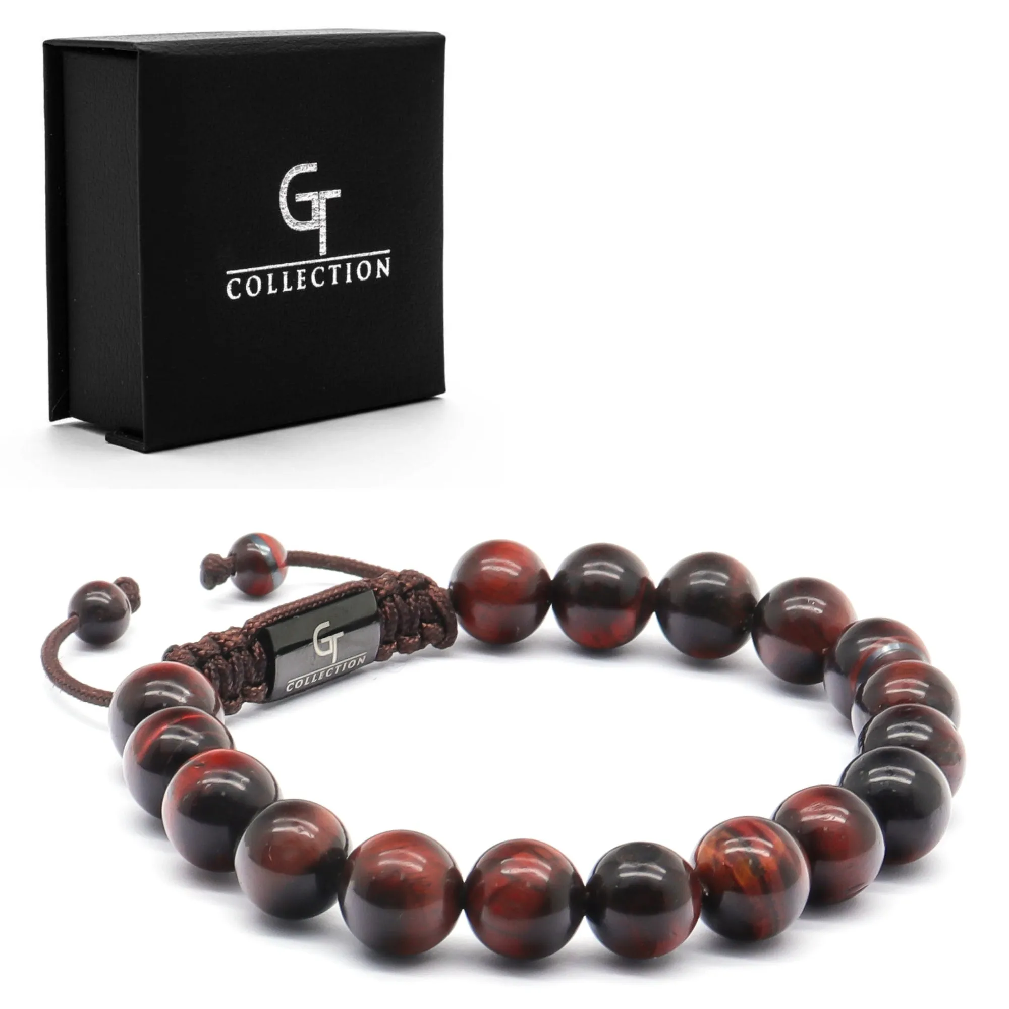 Men's RED TIGER EYE Beaded Bracelet - One Size Fits All