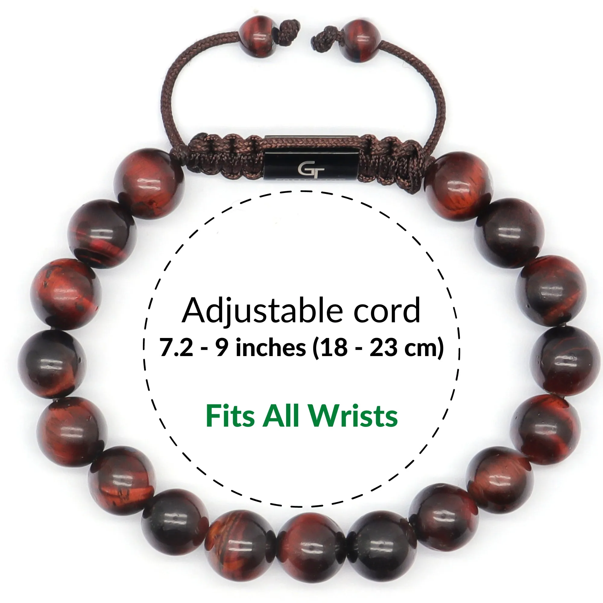 Men's RED TIGER EYE Beaded Bracelet - One Size Fits All