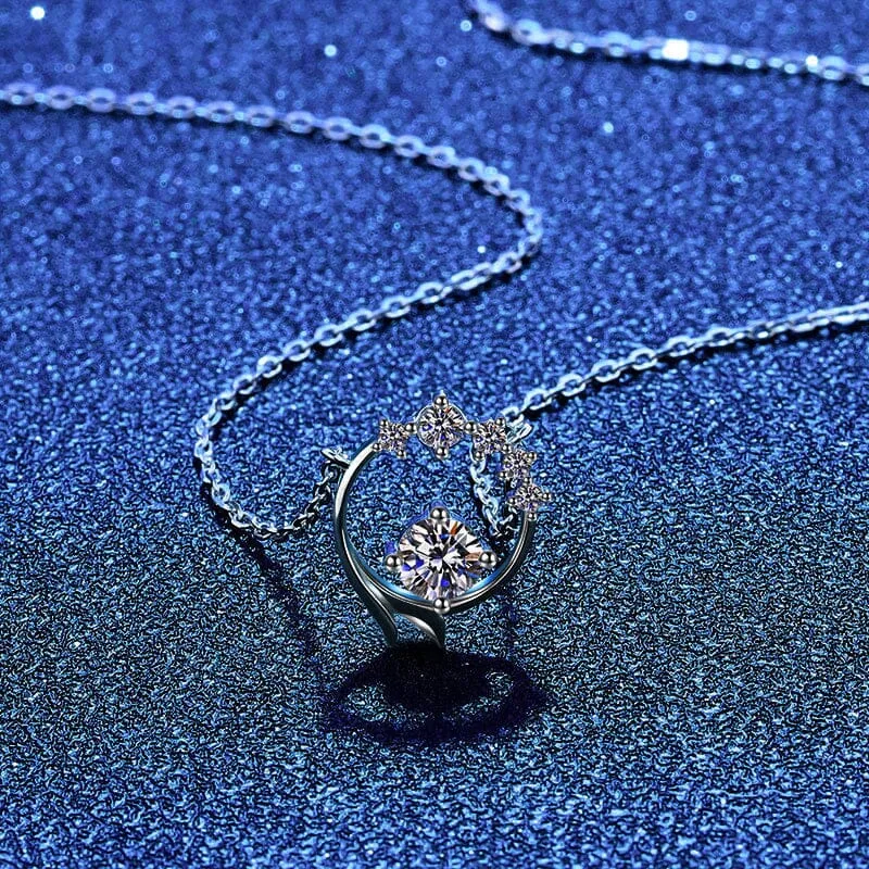 Moissanite Diamond Garland Pendant Necklace - 925 Sterling Silver