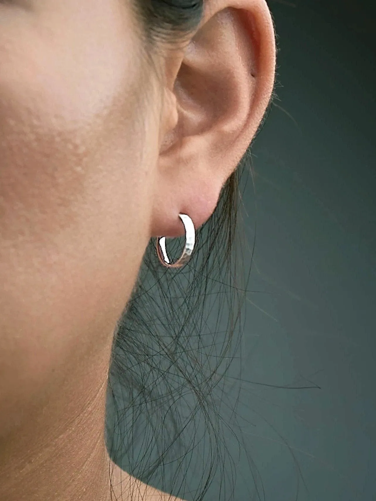 Nanna Hammered Huggie Hoop Earrings
