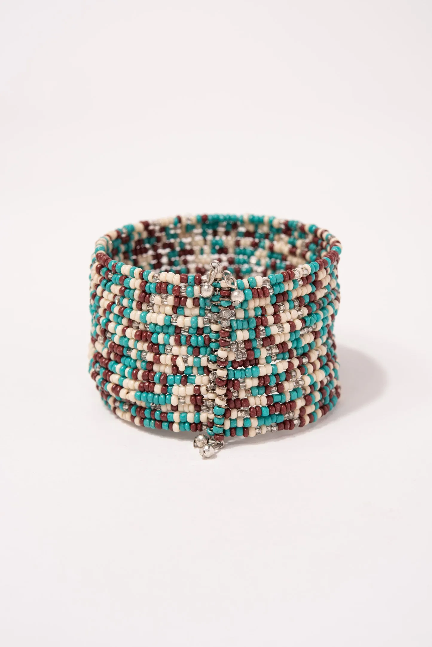 Olivia Seed Beaded Cuff Bracelet - Turquoise