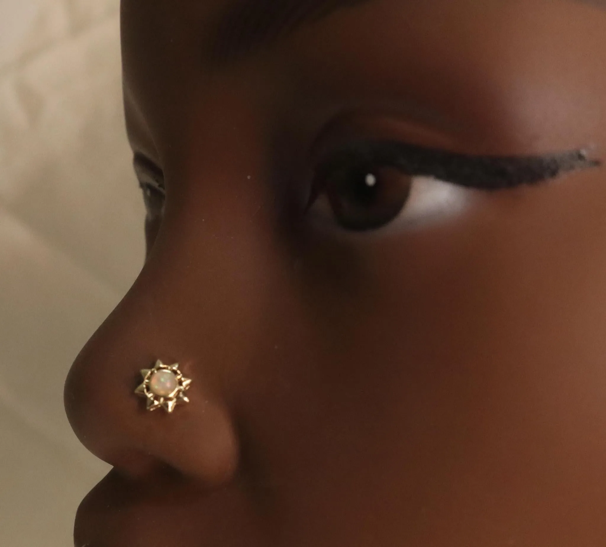 Opal Sun Flower Nose Stud Piercing