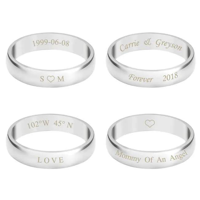 Personalized Polished Initial Ring for Couples 4mm | Jovivi