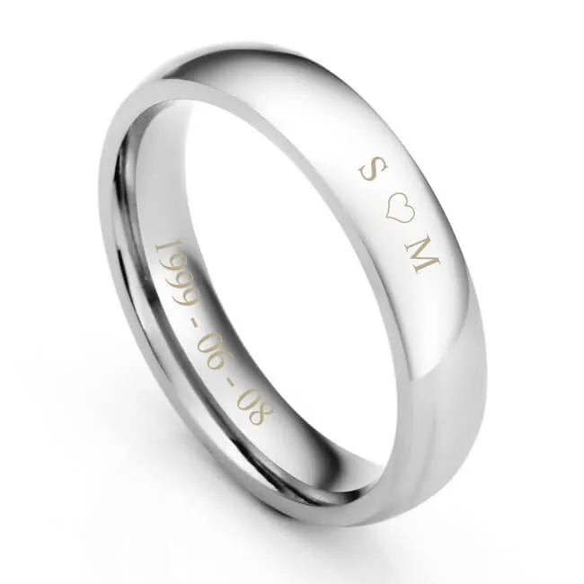 Personalized Polished Initial Ring for Couples 4mm | Jovivi