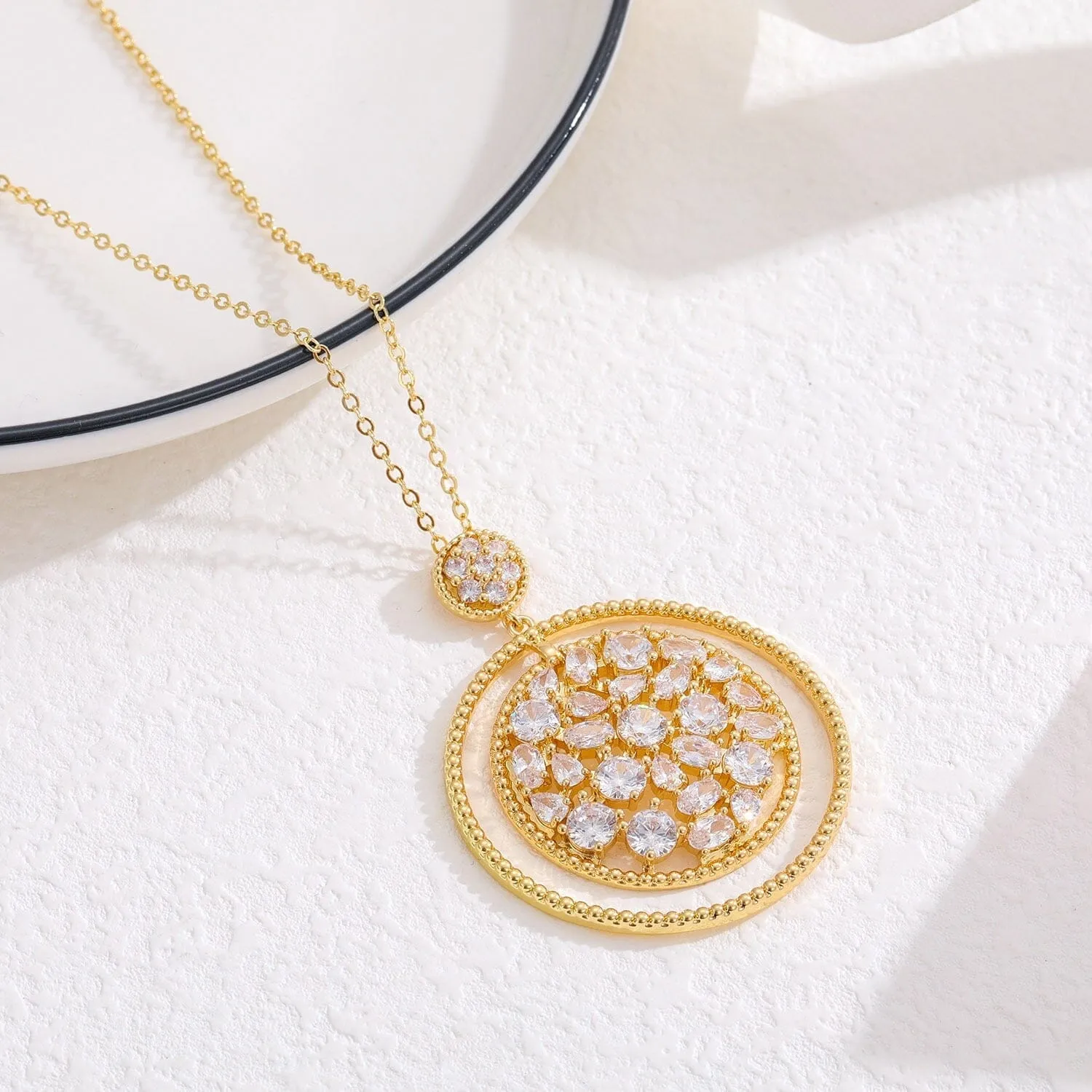 Promise Open Circle Crystals Pendant Necklace