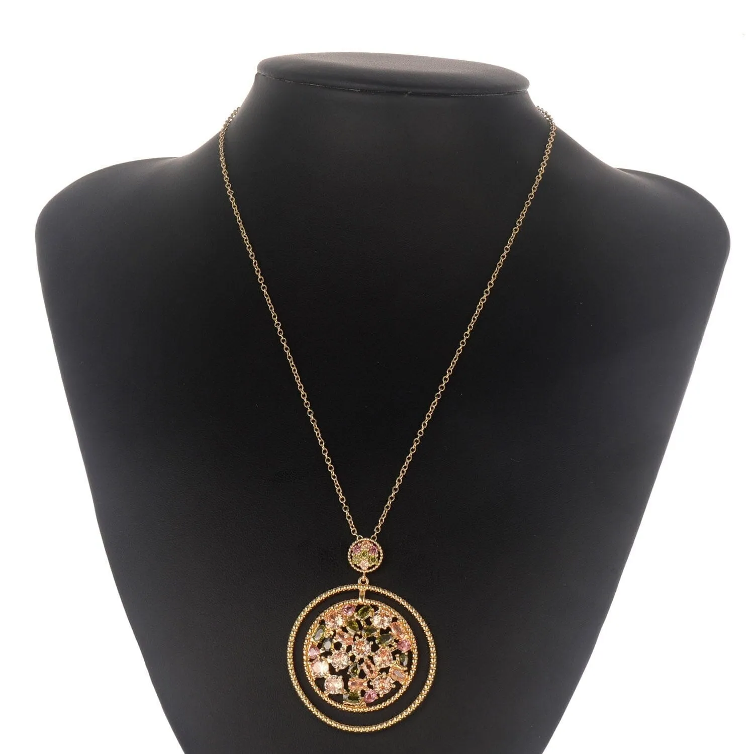 Promise Open Circle Crystals Pendant Necklace