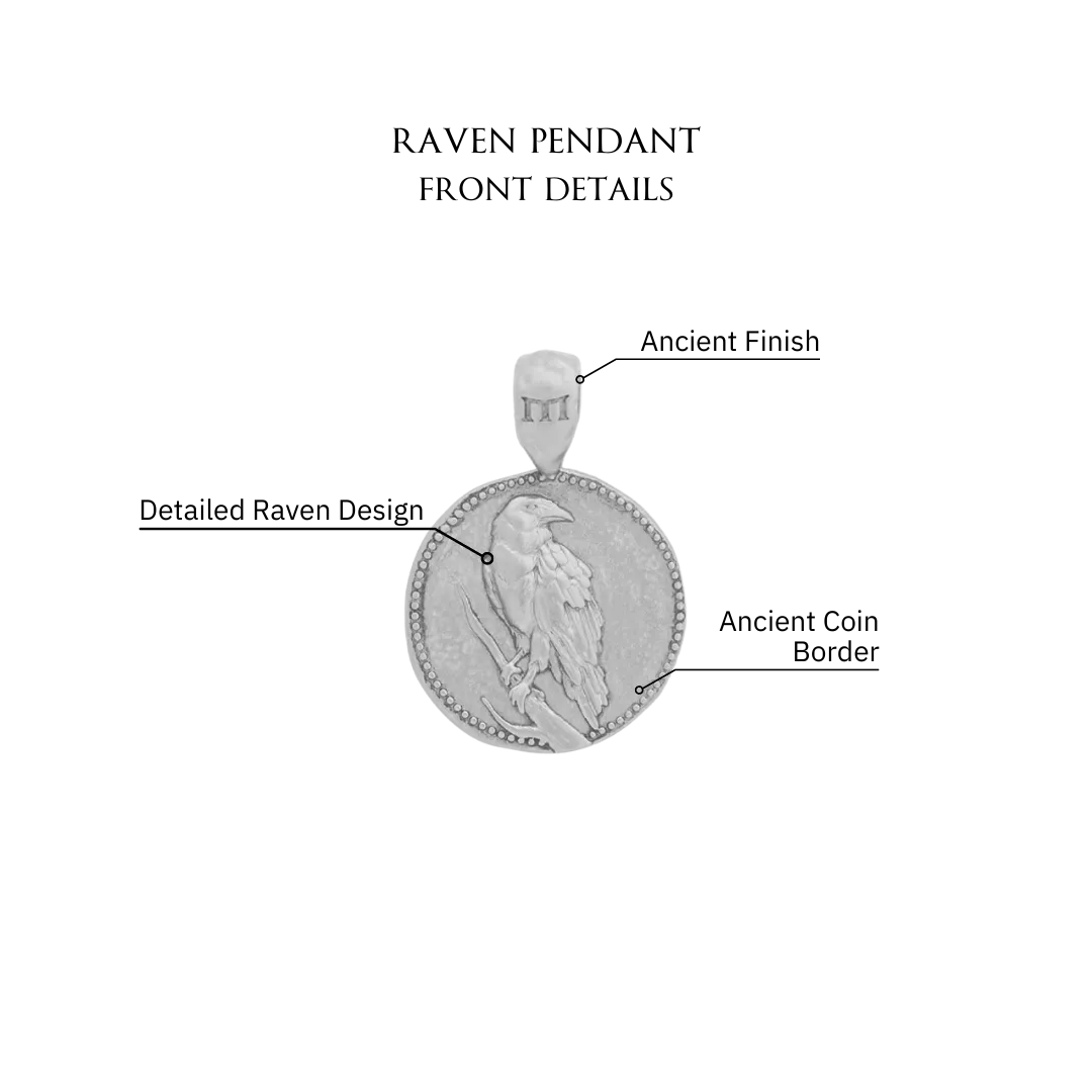 Raven Pendant - White Gold