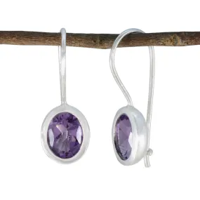 Riyo Fanciable 925 Sterling Silver Earring For Women Amethyst Earring Bezel Setting Purple Earring Dangle Earring