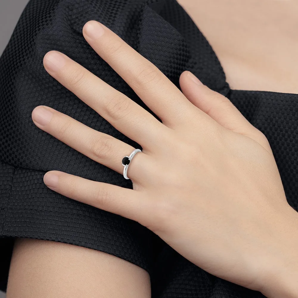 Stackable Expressions Polished Black Agate Ring in Sterling Silver