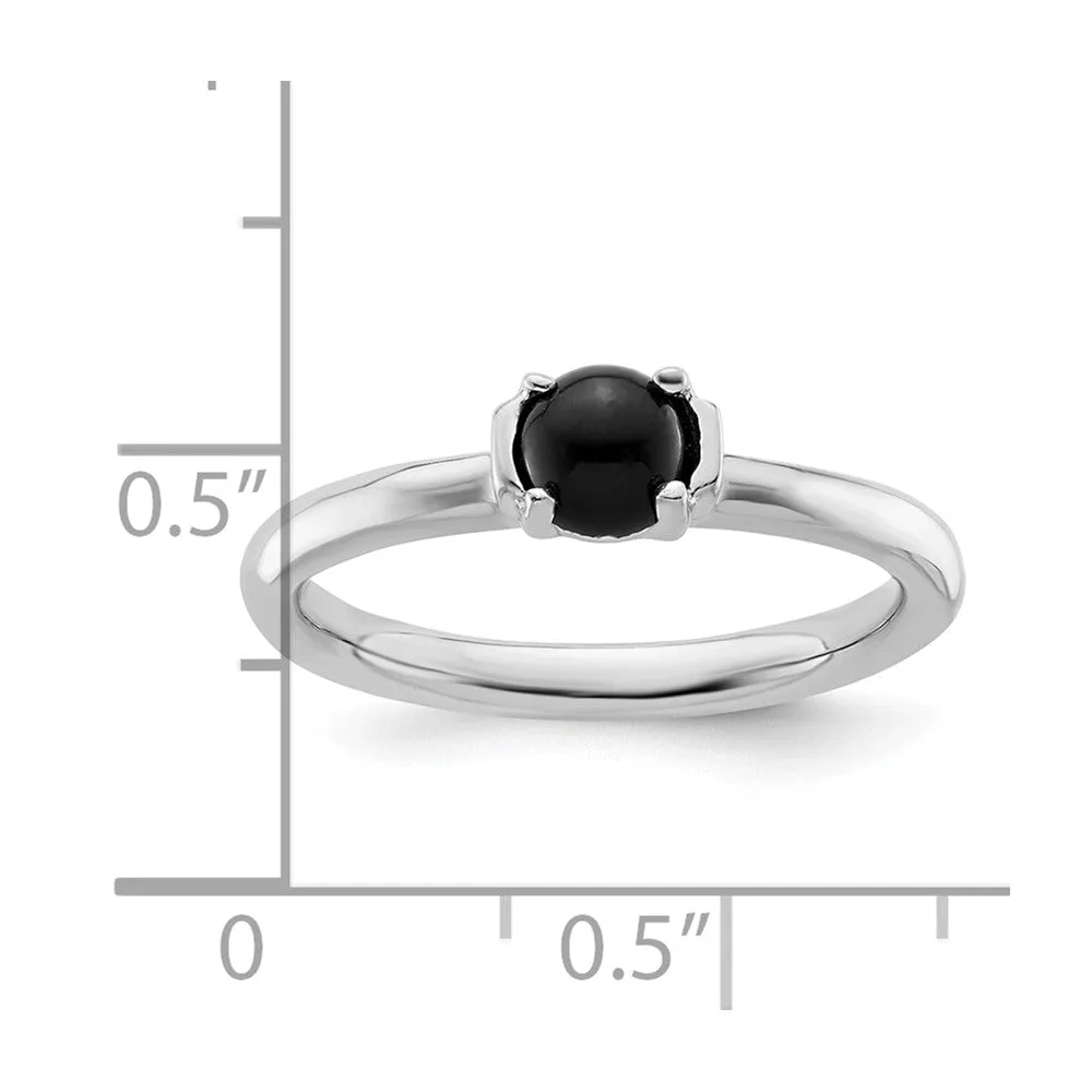 Stackable Expressions Polished Black Agate Ring in Sterling Silver