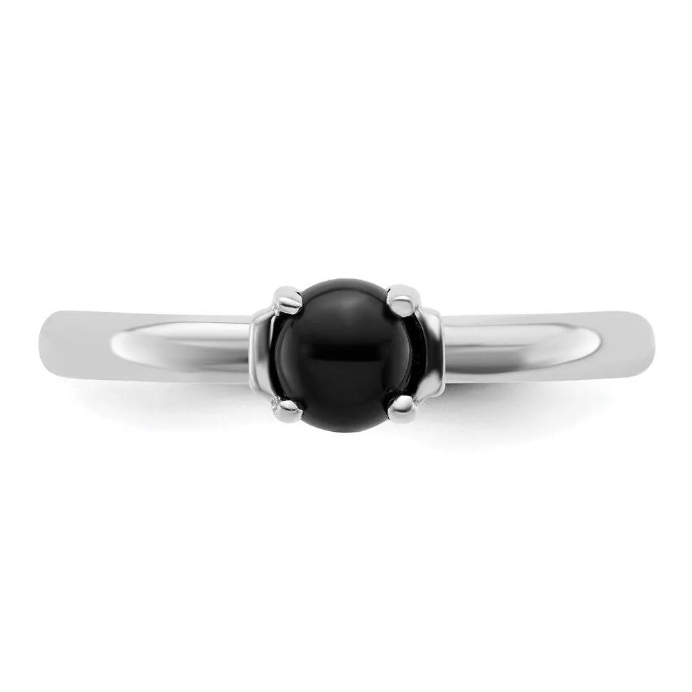 Stackable Expressions Polished Black Agate Ring in Sterling Silver