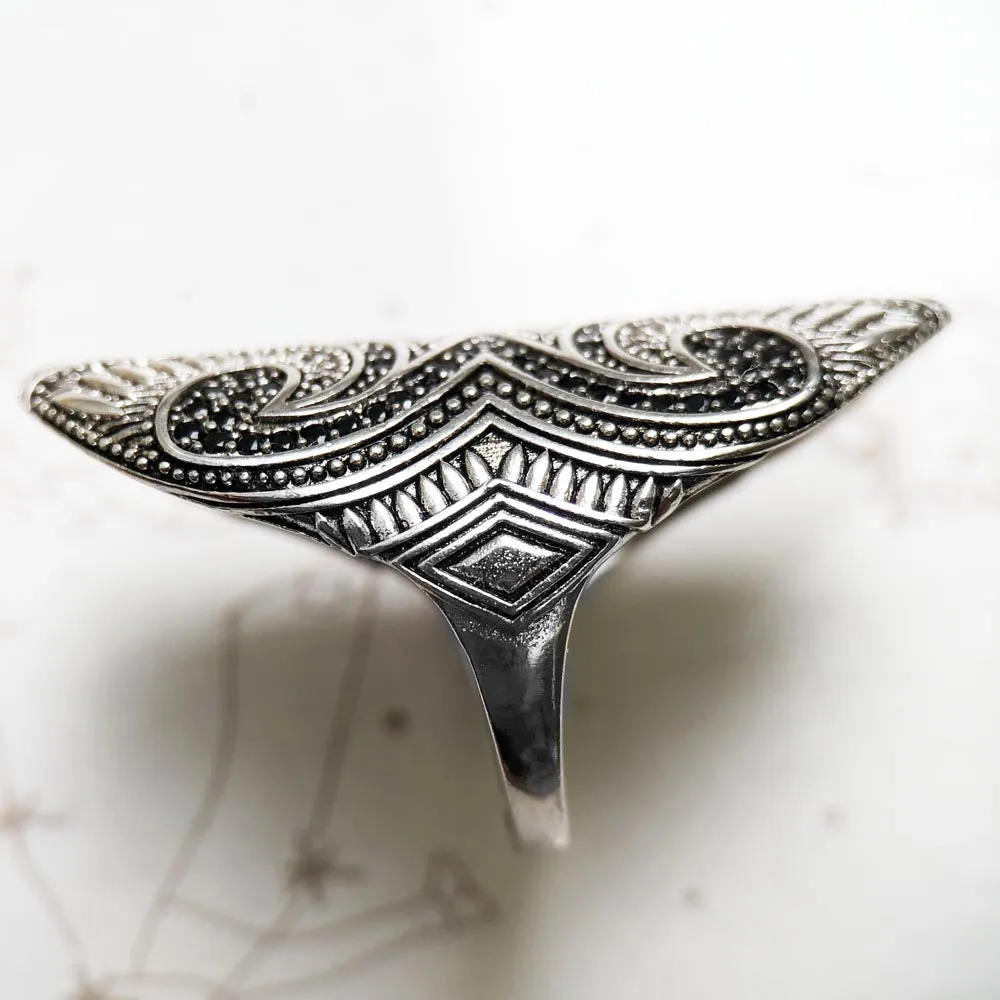 Sterling Silver Big Tattoo Design Ring