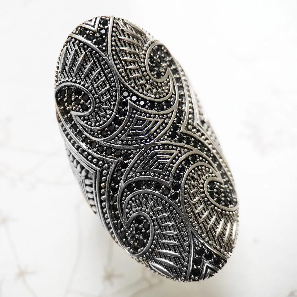 Sterling Silver Big Tattoo Design Ring