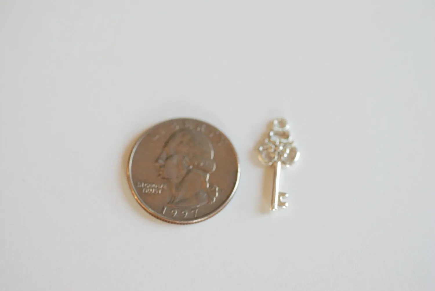 Sterling Silver Key Charm Pendant- 925 Silver Lock and Key Necklace, Small Silver Key Pendant, Gold or Silver Spade Lock Key Charm, 60