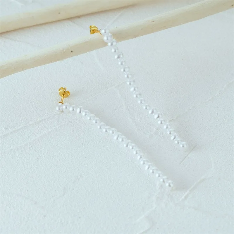Sterling Silver Pearl Strand Drop Earrings for Women